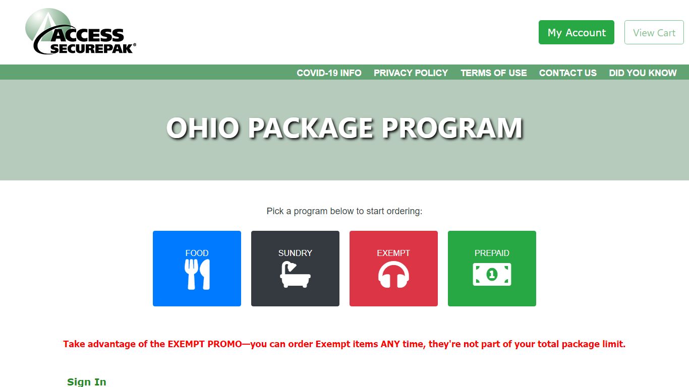 Access Securepak - MAIN - Ohio DOC - accesscatalog.com